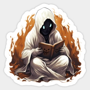 Ghost Reading a Grimoire Book Sticker